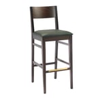image of G & A 9643 Mercer Barstool with Wood Back and Padded Seat, Walnut Finish, Beechwood Frame