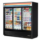 image of True GDM-69-HC-LD 78" 3-Section Thermal Glass Sliding Door Refrigerated Merchandiser