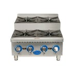 image of Globe GHPSU424G 24" Countertop Step-Up Gas Hotplate with (4) Burners, 120.000 BTU