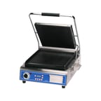 image of Globe GPG14D 22" Sandwich Panini Grill w/ Timer, 14" x 14" Grooved Plates, 120V