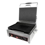 image of Cecilware® Pro SG1SG 15" Single Sandwich Panini Grill w/ Cast Iron Grooved Plates,120V