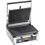 image of Cecilware® Pro TSG1G 15" Single Sandwich Panini Grill w/ Cast Iron Grroved Plates, 110V