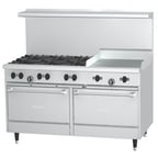 image of Garland US Range X60-6G24RR 60" Gas Restaurant Range, (6) Open Burners, 24" Griddle, (2) Standard Ovens, 282.000 BTU