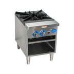 image of Globe GSP18G 18" Quick Ship Natural Gas Stock Pot Range w/ (2) Two Ring Burners, LP Conversion Kit Included, 100.000 BTU