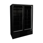 image of HABCO ESM49HCBATD 54" 2-Section Black Merchandiser Refrigerator with Glass Door