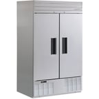 image of HABCO SE46HCSX 47.5" Two Section Reach-In Refrigerator w/ 2 Solid Doors, Bottom Mount, White Aluminum Interior, 46 cu. ft.
