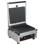 image of Hatco MCG10G Single Cast Iron Sandwich Panini Grill w/ Grooved Plates, 120V