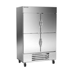 image of Beverage-Air HBF49HC-1-HS 52" Two Section Reach-In Freezer w/ 4 Half Solid Doors, Stainless Steel, 46 cu. ft.