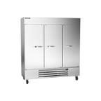 image of Beverage Air HBR72HC-1 75" Three Section Reach-In Refrigerator w/ 3 Solid Full Doors, Bottom Mount, 1/2 hp, 69 cu. ft.