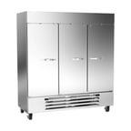 image of Beverage Air HBRF72HC-1-B 75" 3-Section Reach-In Refrigerator/Freezer Combo w/ 3 Solid Doors