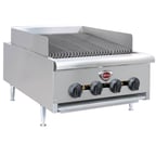 image of Wells HDCB-2430G 24" Countertop Heavy Duty Gas Radiant Charbroiler w/ (4) Burners, 80.000 BTU