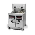 image of Henny Penny OEA322.03 Multiple Battery Electric Fryer w/ 2 Wells, 65-lb Capacity, Built-In Filter