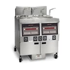 image of Henny Penny OFE322.04 Multiple Battery Electric Fryer w/ 2 Wells, Floor Model, Filter Drain Pan