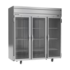 image of Beverage Air HF3HC-1G 78" Three Section Reach-In Freezer w/ 3 Glass Doors, Top Mount, 69 cu. ft.