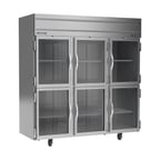 image of Beverage Air HF3HC-1HG 78" Three Section Reach-In Freezer w/ 6 Half Glass Doors, Top Mount, 69 cu. ft.