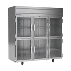 image of Beverage Air HFS3HC-1HG 78" Three Section Reach-In Freezer w/ 6 Half Glass Doors, Top Mount, 69 cu. ft.