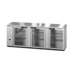 image of Hoshizaki BB95-G-S 95" Three Section 3 Swinging Glass Door Back Bar Cooler, 32.53 cu. ft.