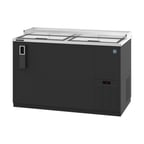 image of Hoshizaki CC50 50" Two Section Black Horizontal Bottle Cooler, 14.4 cu. ft.