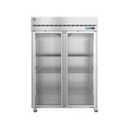 image of Hoshizaki F2A-FG 55" Two Section Reach-In Freezer w/ 2 Glass Doors, Top Mount, 50 cu. ft.