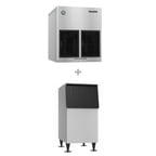 image of Hoshizaki FD-650MWJ-C/BD-300SF Water Cooled Nugget 622 lb Ice Machine with Bin, 300 lb Storage