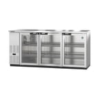 image of Hoshizaki BB80-G-S 80" Three Section 3 Swing Glass Door Back Bar Cooler, 26.74 cu. ft.