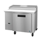 image of Hoshizaki PR46A 46" One Section Refrigerated Pizza Prep Table w/ 1 Door, (6) 1/3 Size Pans