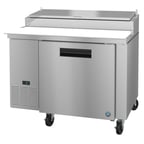 image of Hoshizaki PR46B 46" One Section Refrigerated Pizza Prep Table w/ 1 Door, (6) 1/3 Size Pans