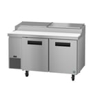 image of Hoshizaki PR60B 60" Two Section Refrigerated Pizza Prep Table w/ 2 Doors, (8) 1/3 Size Pans