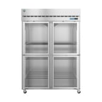 image of Hoshizaki R2A-HG 55" Two Section Reach-In Refrigerator w/ 4 Glass Half Doors, Top Mounted, Stainless Steel, 50 cu. ft.