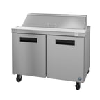 image of Hoshizaki SR48B-12 48" Two Section Sandwich / Salad Prep Table w/ 2 Doors, 12 Pans