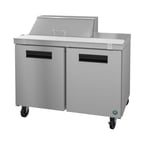 image of Hoshizaki SR48B-8 48" Two Section Sandwich / Salad Prep Table w/ 2 Doors, 8 Pans