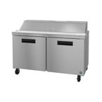 image of Hoshizaki SR60B-16 60" Two Section Sandwich / Salad Prep Table w/ 2 Doors, 16 Pans