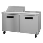 image of Hoshizaki SR60B-8 60" Two Section Sandwich / Salad Prep Table w/ 2 Doors, 8 Pans