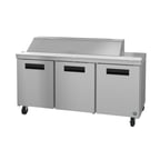 image of Hoshizaki SR72B-16 72" Three Section Sandwich / Salad Prep Table w/ 3 Doors, 16 Pans