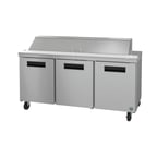image of Hoshizaki SR72B-18 72" Three Section Sandwich / Salad Prep Table w/ 3 Doors, 18 Pans