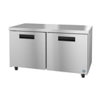 image of Hoshizaki UF60A-01 60" Two Section Undercounter Freezer w/ 2 Solid Doors, 2 Shelves, 17.55 cu. ft.