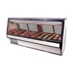 image of Howard-McCray R-CFS40E-12-S-LED 148-1/2" Remote Straight Glass Seafood / Poultry Service Case, 2460 BTU - 5 pans, 74 cu. ft. - Stainless Steel