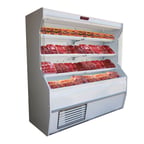 image of Howard-McCray R-M32E-3-LED 38" Vertical Open Air Curtain Meat Merchandiser in White, Remote Refrigeration, 3 Shelves, w/ LED Lighting