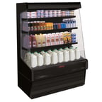 image of Howard-McCray R-OD30E-3-SW-B 39" Horizontal Open Air Multi-Purpose Merchandiser in Black, Remote Refrigeration, 3 Shelves, w/ Rear Hinged Doors