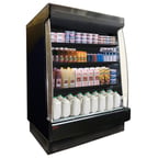 image of Howard-McCray R-OD35E-4L-LB-B 51" Vertical Multi-Purpose Low-Base Open Air Merchandiser in Black, Remote Refrigeration, 3 Shelves, w/ LED Lighting
