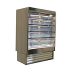 image of Howard-McCray R-OD35E-5-SL-S 63" Horizontal Multi-Purpose Open Air Merchandiser, Stainless Steel, Remote Refrigeration, 4 Shelves, w/ Rear Sliding Door