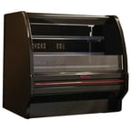 image of Howard-McCray R-OD40E-3L-B-LED 39" Horizontal Dairy Curved End Open Merchandiser in Black, Remote Refrigeration, 2 Shelves, w/ LED Lighting, Solid End Panels