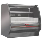 image of Howard-McCray R-OD40E-3L-S-LED 39" Horizontal Dairy Curved End Open Merchandiser, Stainless Steel, Remote Refrigeration, 2 Shelves, w/ LED Lighting, Solid End Panels