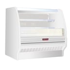 image of Howard-McCray R-OD40E-4L-LED 51" Horizontal Dairy Curved End Open Merchandiser in White, Remote Refrigeration, 2 Shelves, w/ LED Lighting, Solid End Panels