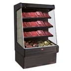 image of Howard-McCray R-OM30E-3-B-LED 39'' Vertical Meat Open Air Merhandiser in Black, Remote Refrigeration, 3 Shelves, w/ LED Lighting 
