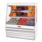 image of Howard-McCray R-OM30E-5-LED 63'' Vertical Meat Open Air Merhandiser in White, Remote Refrigeration, 3 Shelves, w/ LED Lighting