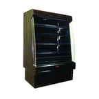 image of Howard-McCray R-OM35E-10S-B-LED 123" Vertical Packaged Meats Open Merhandiser in Black, Remote Refrigeration, 4 Shelves, w/ LED Lighting, Sloped End Panels