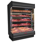 image of Howard-McCray R-OM35E-4-LB-B 51" Vertical Packaged Meats Low Base Open Merhandiser in Black, Remote Refrigeration, 4 Shelves, w/ LED Lighting