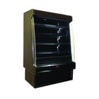 image of Howard-McCray R-OM35E-6S-B-LED 75" Vertical Packaged Meats Open Merhandiser in Black, Remote Refrigeration, 4 Shelves, w/ LED Lighting, Sloped End Panels