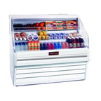 image of Howard-McCray R-OS30E-3C-LED 39'' Horizontal Curved Open Impulse Merchandiser in White, Remote Refrigeration, 3 Shelves, w/ LED Lighting